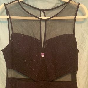 Hailey Logan illusion style short formal dress